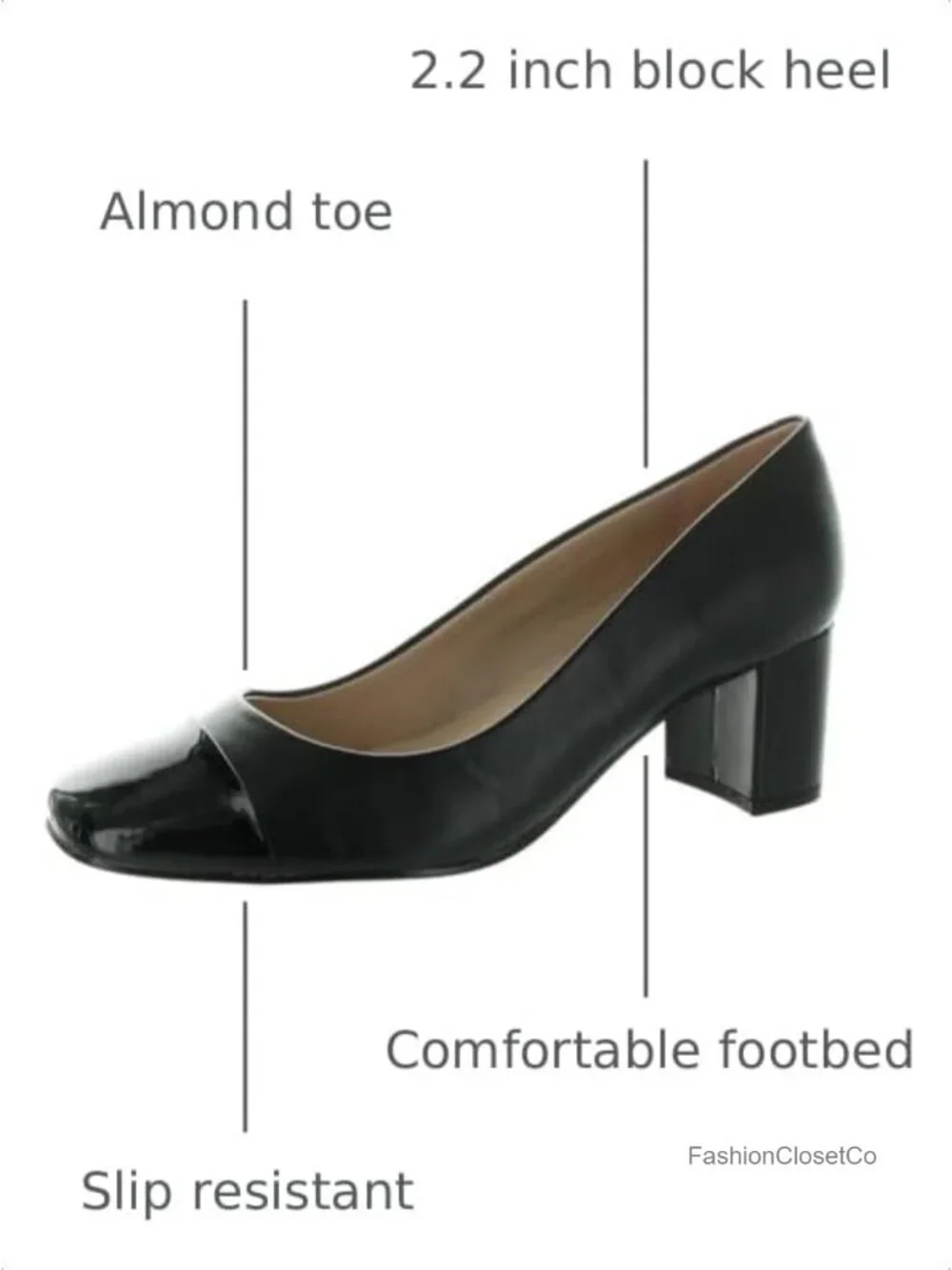 Bandolino Candy Block Heel Pump Faux Leather Slip-On 2.2